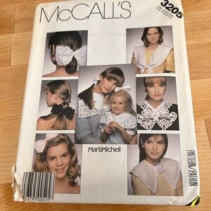McCall's Pattern 3205- collars and hair bows for women and children . Uncut